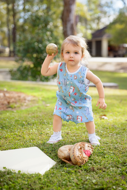 Let's Play Ball Organic Muslin Shortall-Rogue Magnolia Custom Designs