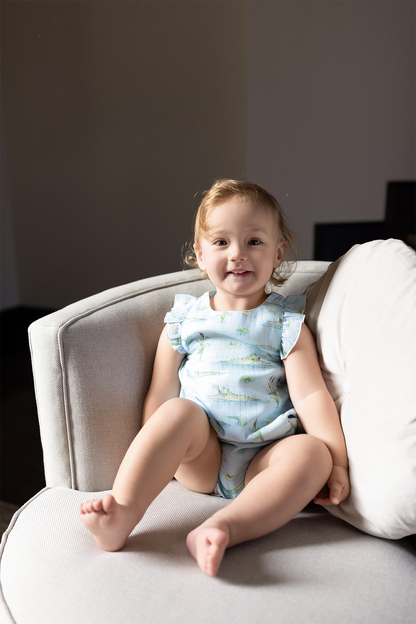 Gator Games Organic Muslin Bubble Romper-Rogue Magnolia Custom Designs