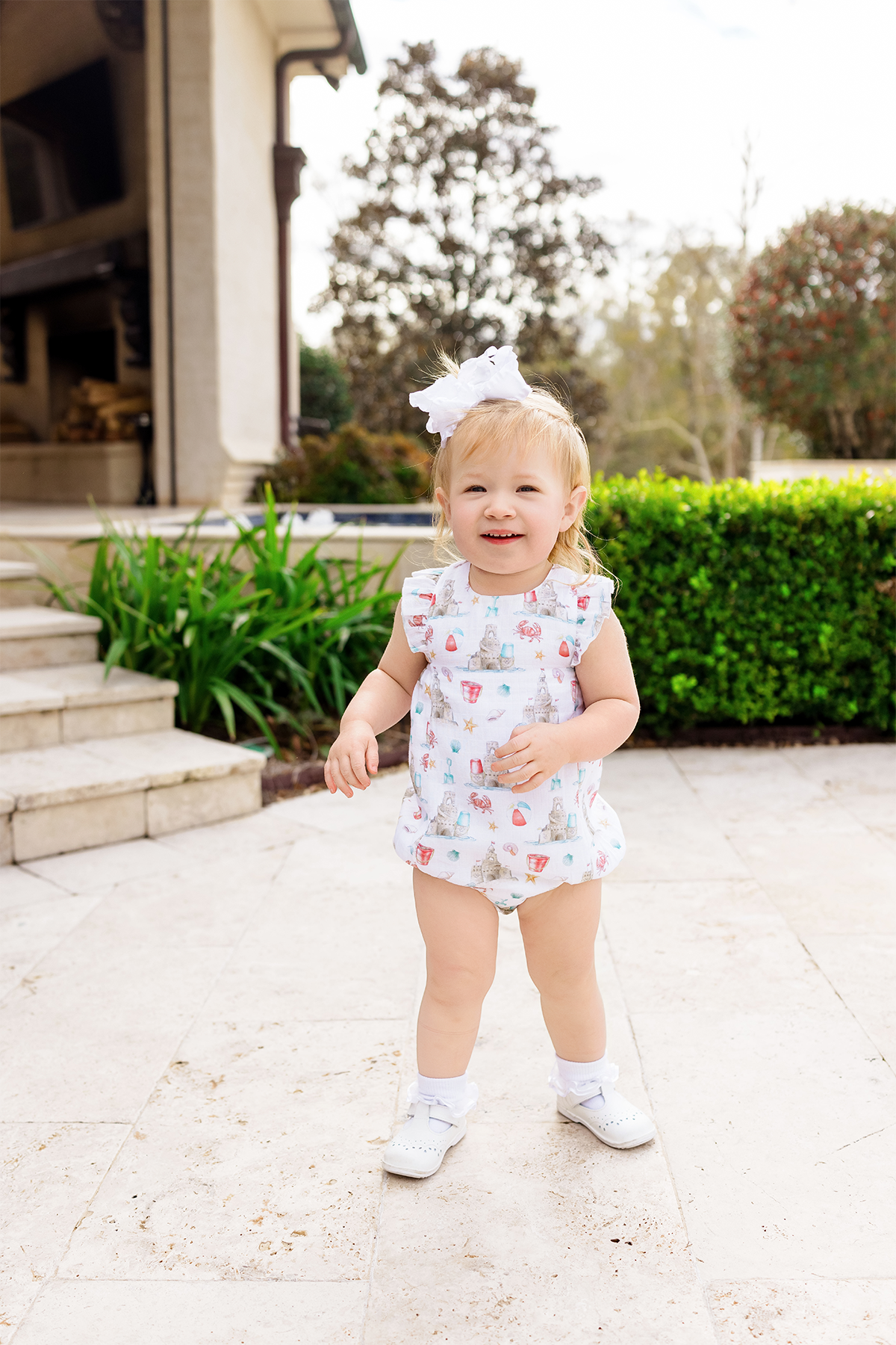 Sandcastle Kingdom Organic Muslin Bubble Romper-Rogue Magnolia Custom Designs