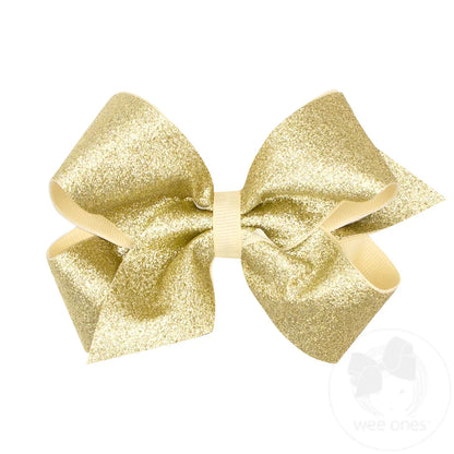 Gold Glitter Vinyl with Grosgrain Underlay Hair Bow – Wee Ones™