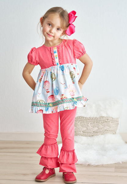 Platinum Hot Air Balloon Pant Set – Boutique Girls Ruffle Outfit