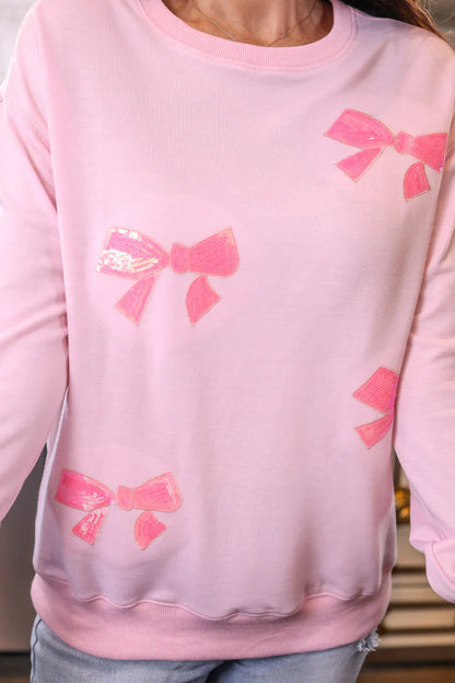 Blushing Bows Sequin Sweatshirt