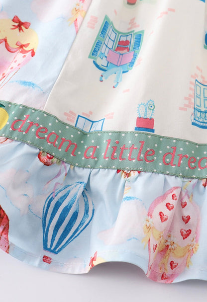 Platinum Hot Air Balloon Dress – Girls Boutique Puff Sleeve Dress
