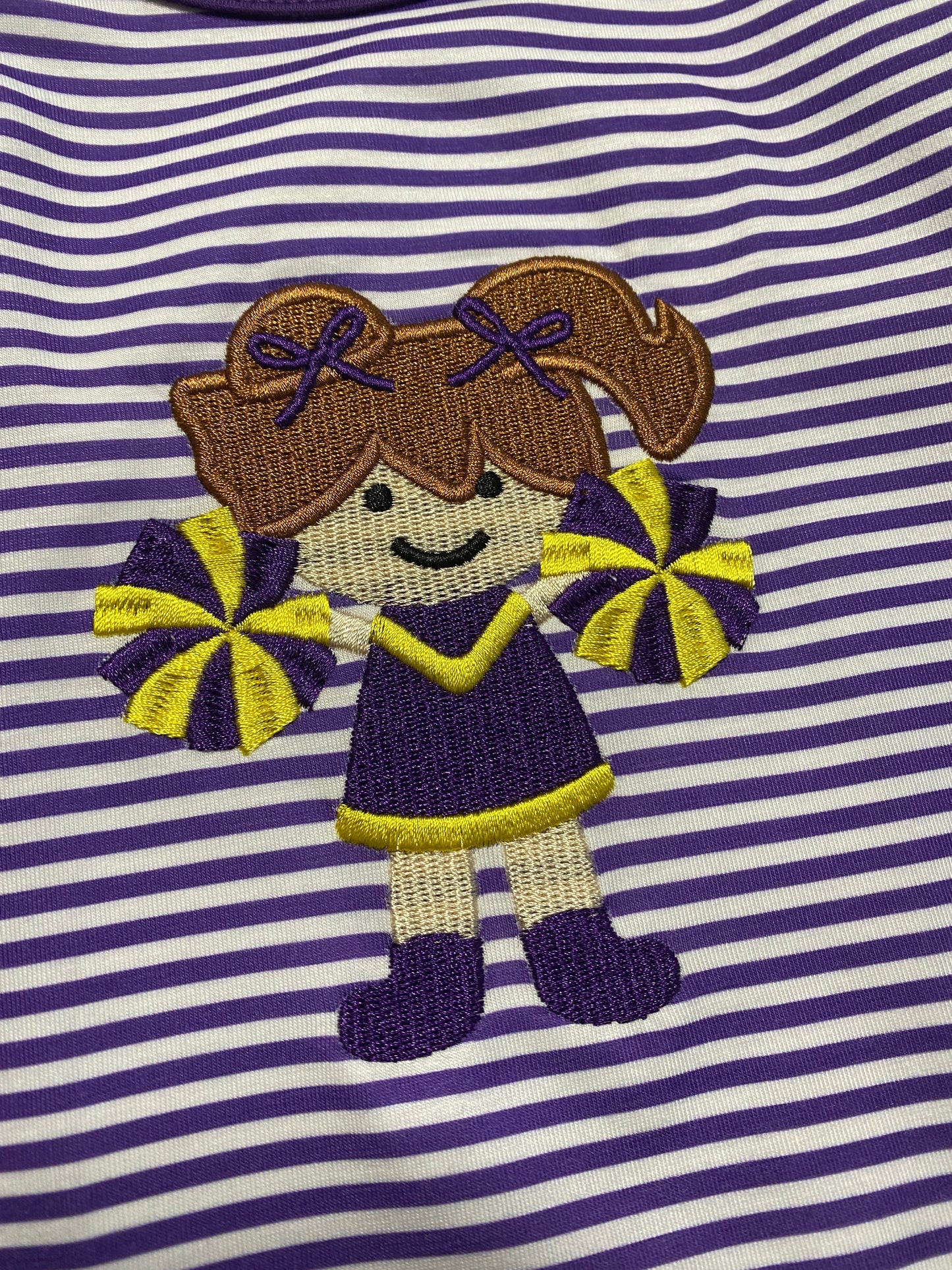 Football cheer applique stripe girl dress