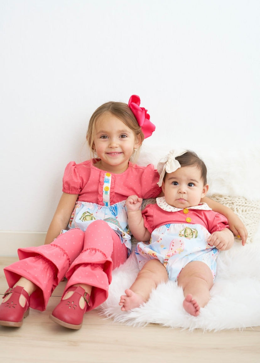Platinum Hot Air Balloon Pant Set – Boutique Girls Ruffle Outfit