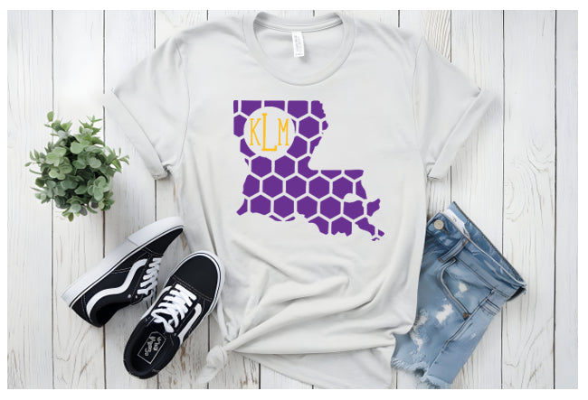 Louisiana Honeycomb Crewneck T-Shirt-Rogue Magnolia Custom Designs