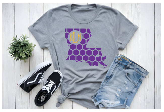 Louisiana Honeycomb Crewneck T-Shirt-Rogue Magnolia Custom Designs