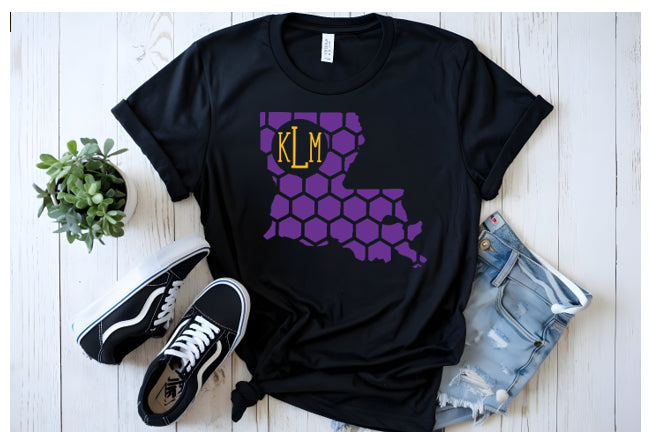 Louisiana Honeycomb Crewneck T-Shirt-Rogue Magnolia Custom Designs