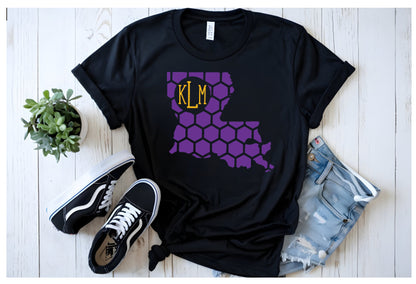 Louisiana Honeycomb Crewneck T-Shirt-Rogue Magnolia Custom Designs