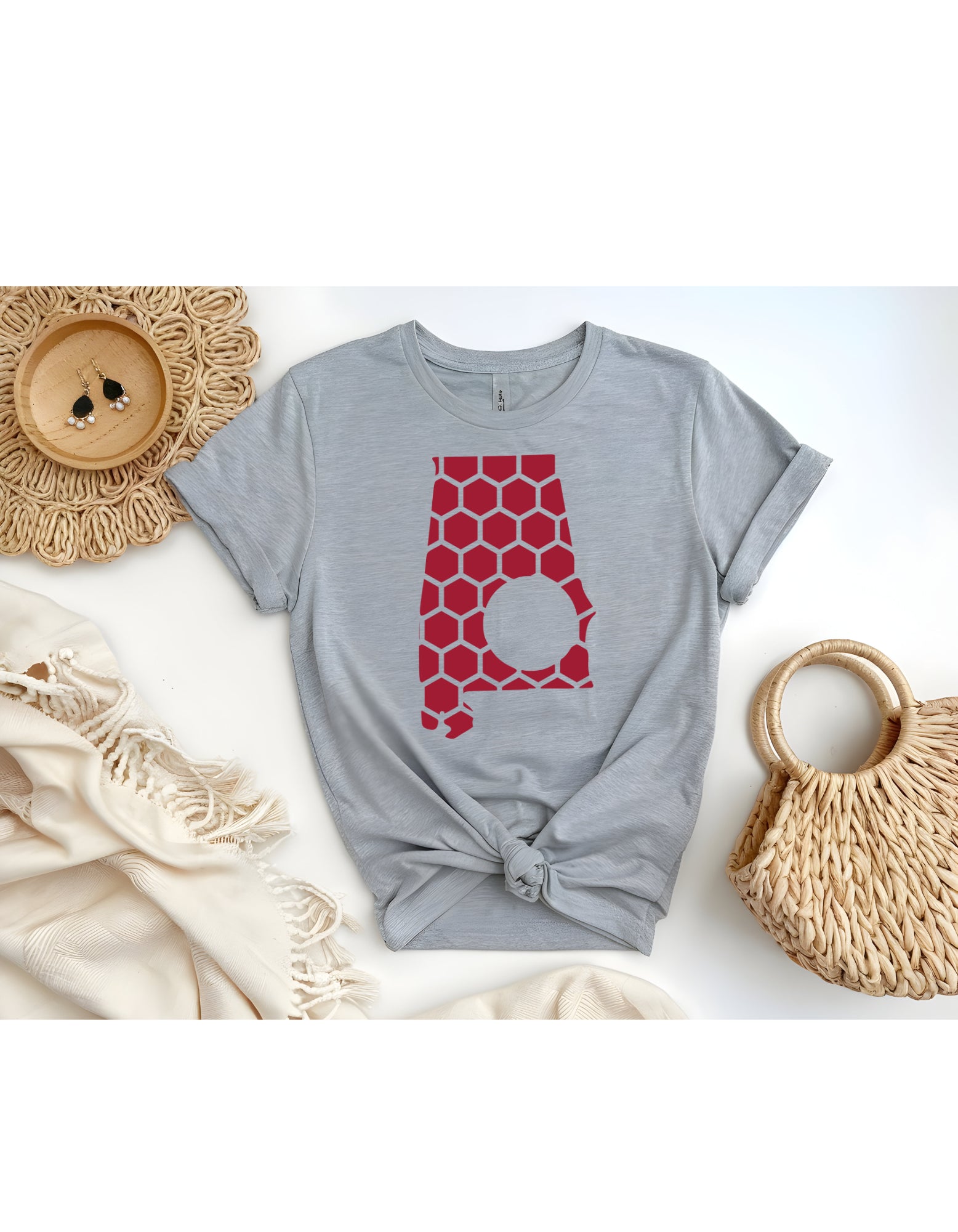 Alabama Honeycomb Crewneck T-Shirt-Rogue Magnolia Custom Designs