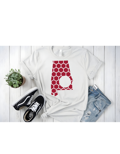 Alabama Honeycomb Crewneck T-Shirt-Rogue Magnolia Custom Designs