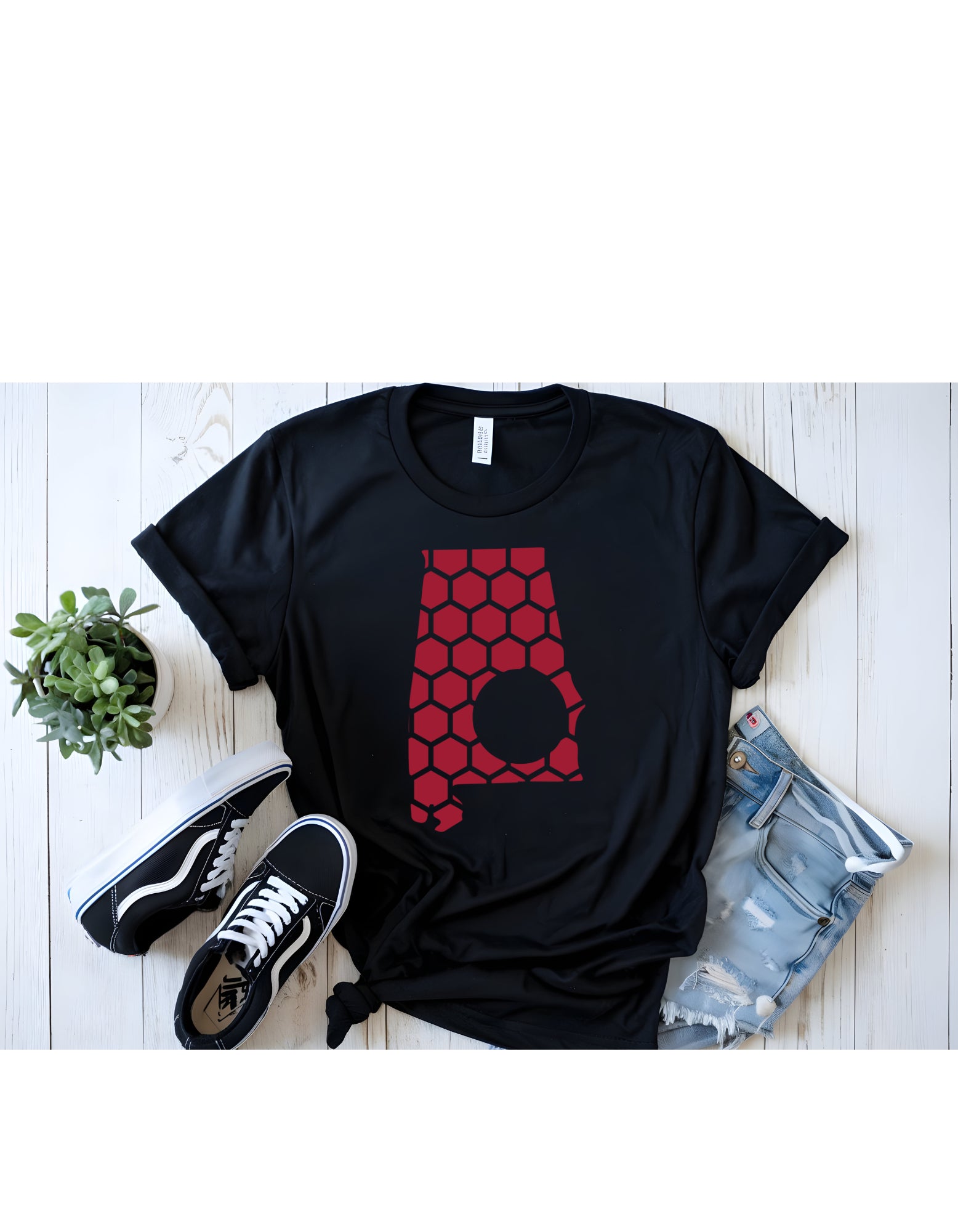 Alabama Honeycomb Crewneck T-Shirt-Rogue Magnolia Custom Designs