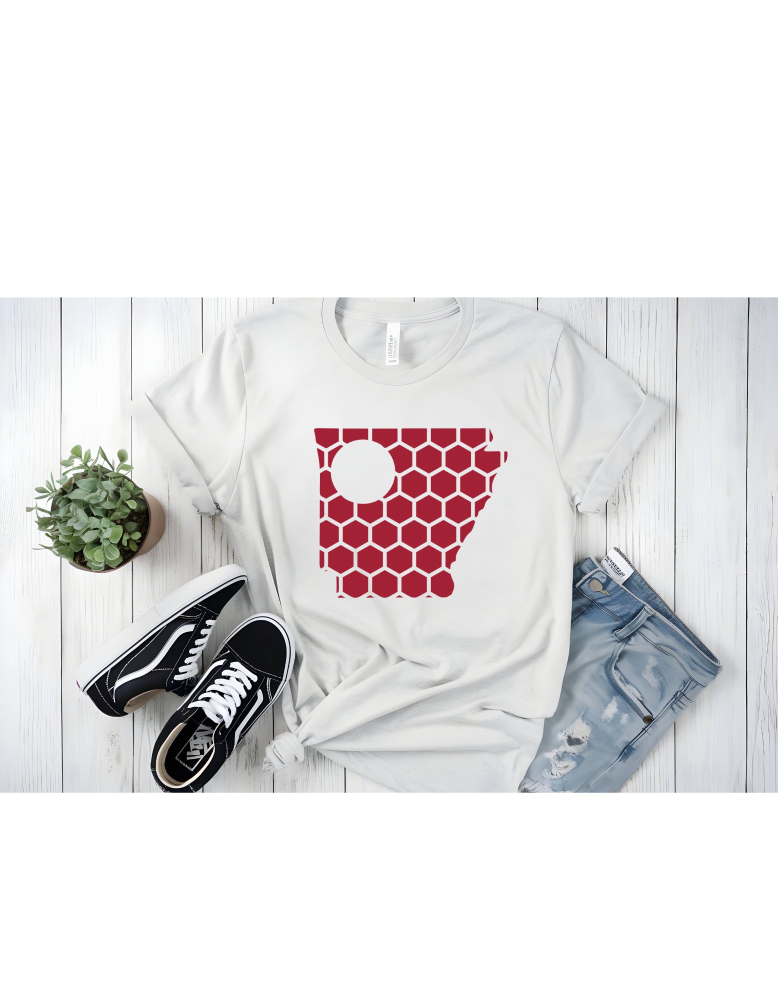 Arkansas Honeycomb Crewneck T-Shirt-Rogue Magnolia Custom Designs