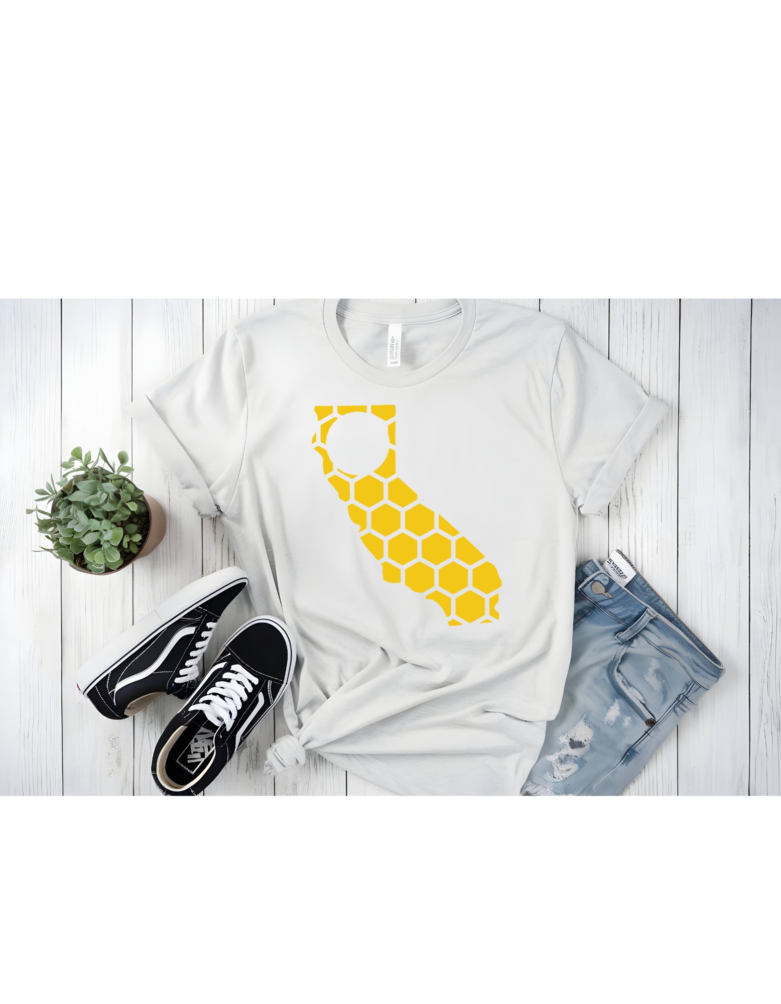 California Honeycomb Crewneck T-Shirt-Rogue Magnolia Custom Designs