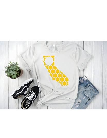 California Honeycomb Crewneck T-Shirt-Rogue Magnolia Custom Designs