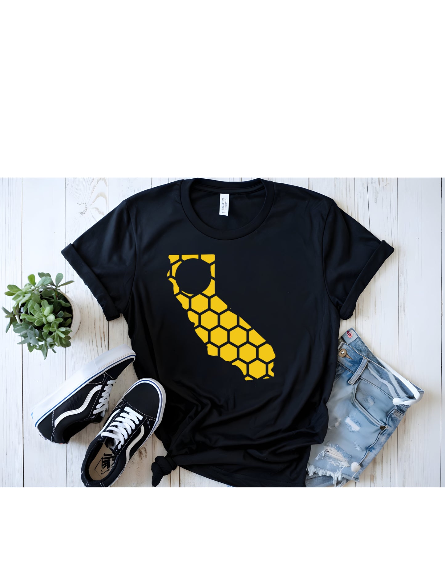 California Honeycomb Crewneck T-Shirt-Rogue Magnolia Custom Designs