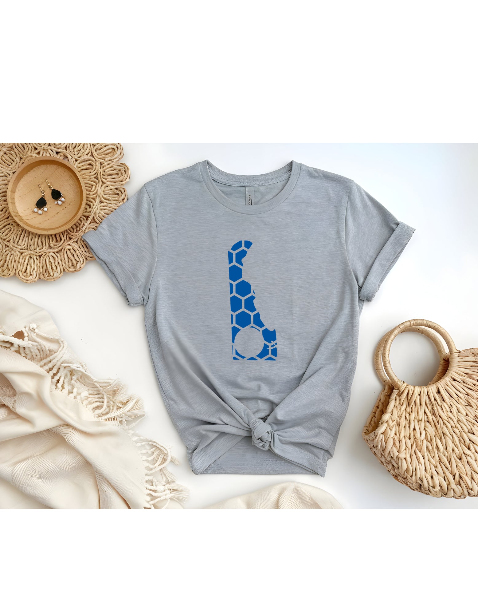 Connecticut Honeycomb Crewneck T-Shirt-Rogue Magnolia Custom Designs