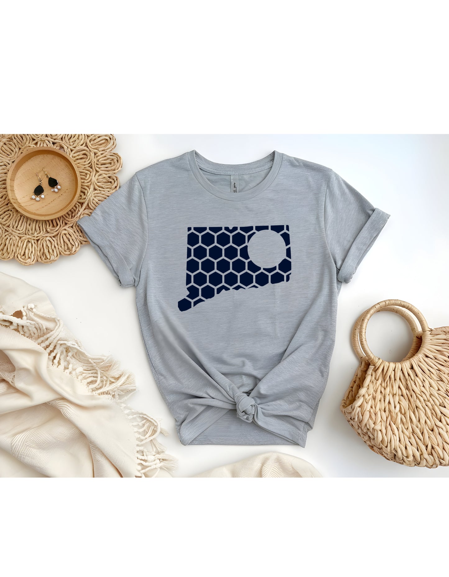 Delaware Honeycomb Crewneck T-Shirt-Rogue Magnolia Custom Designs
