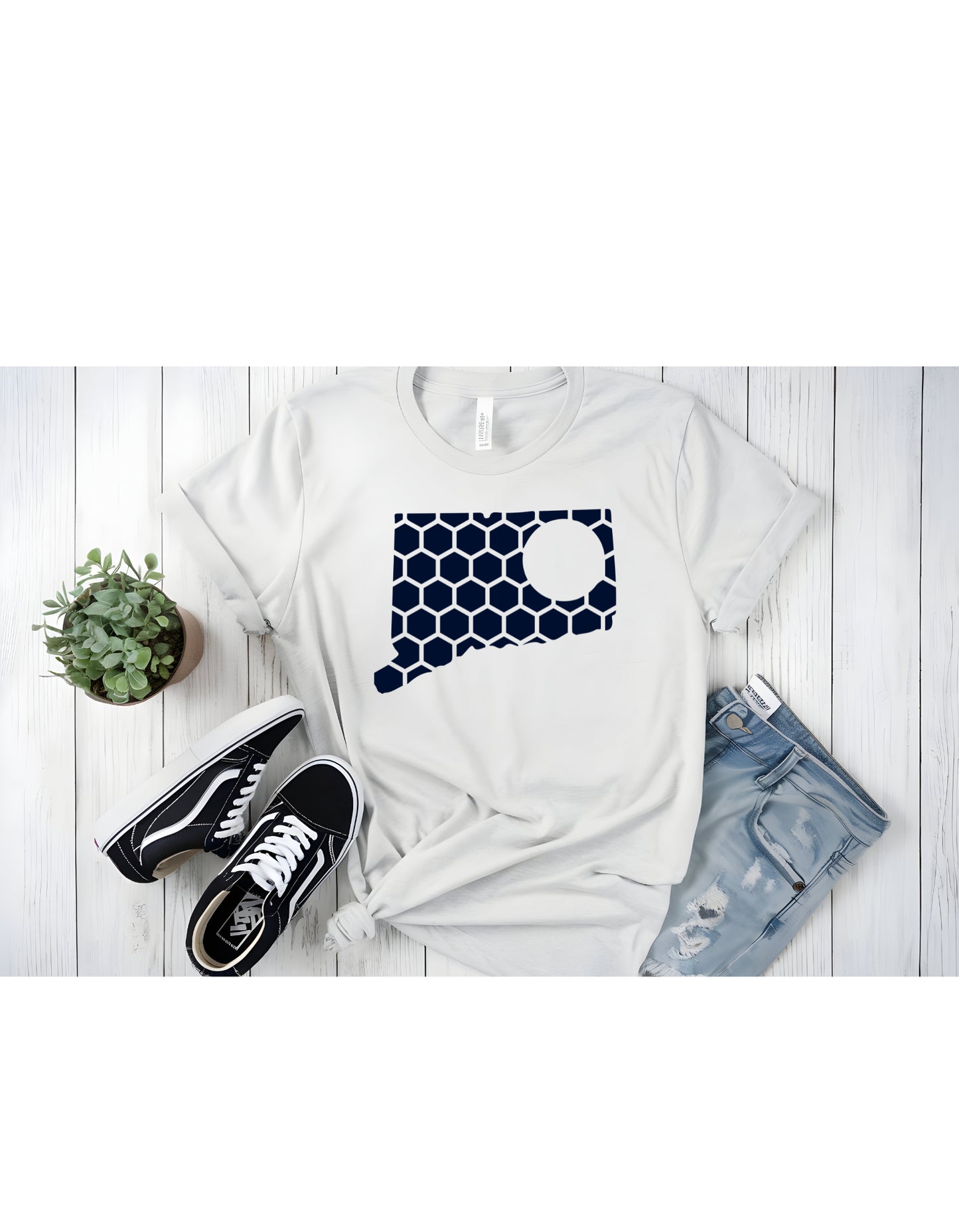 Delaware Honeycomb Crewneck T-Shirt-Rogue Magnolia Custom Designs