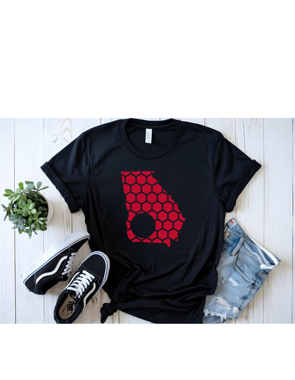 Georgia Honeycomb Crewneck T-Shirt-Rogue Magnolia Custom Designs