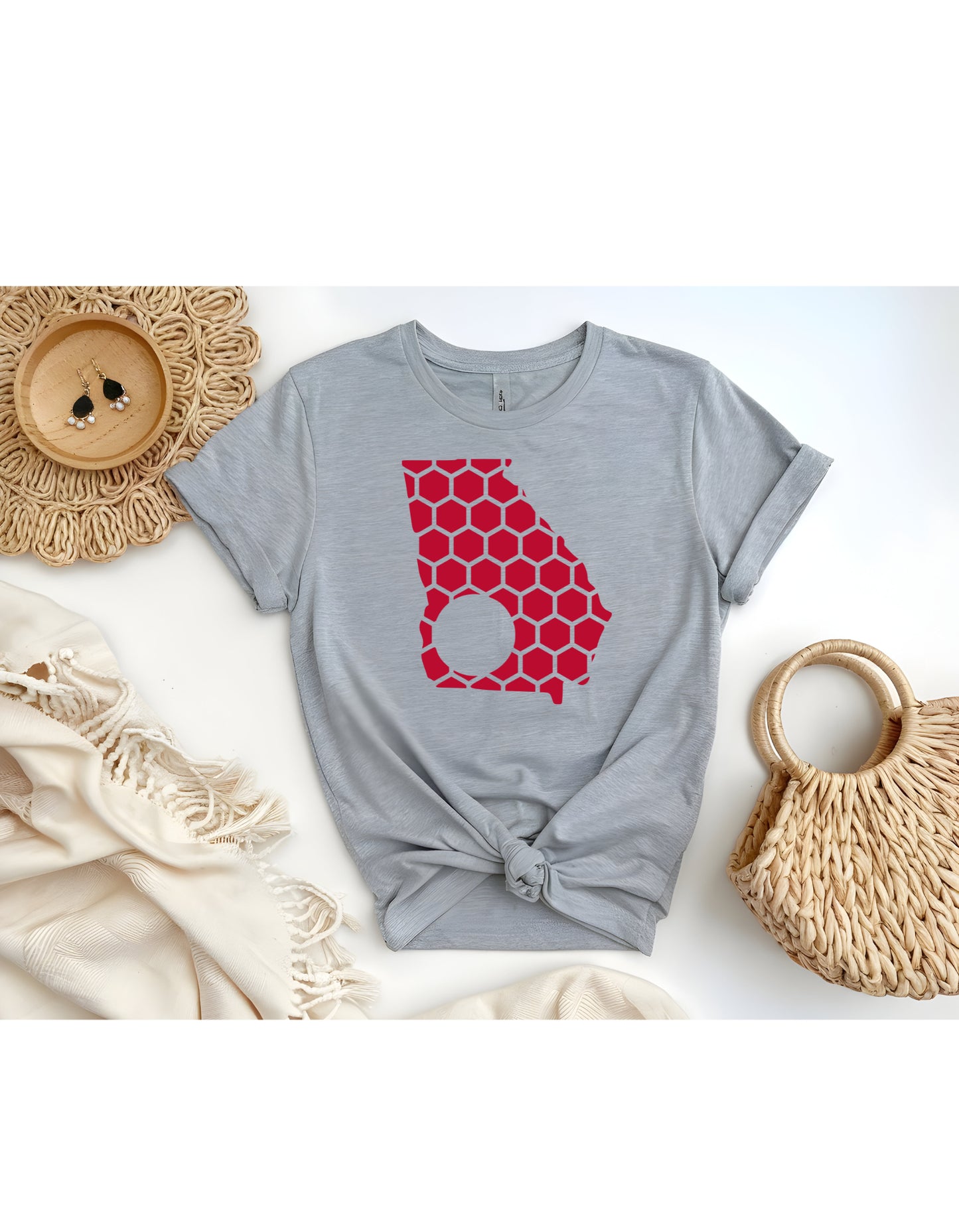 Georgia Honeycomb Crewneck T-Shirt-Rogue Magnolia Custom Designs