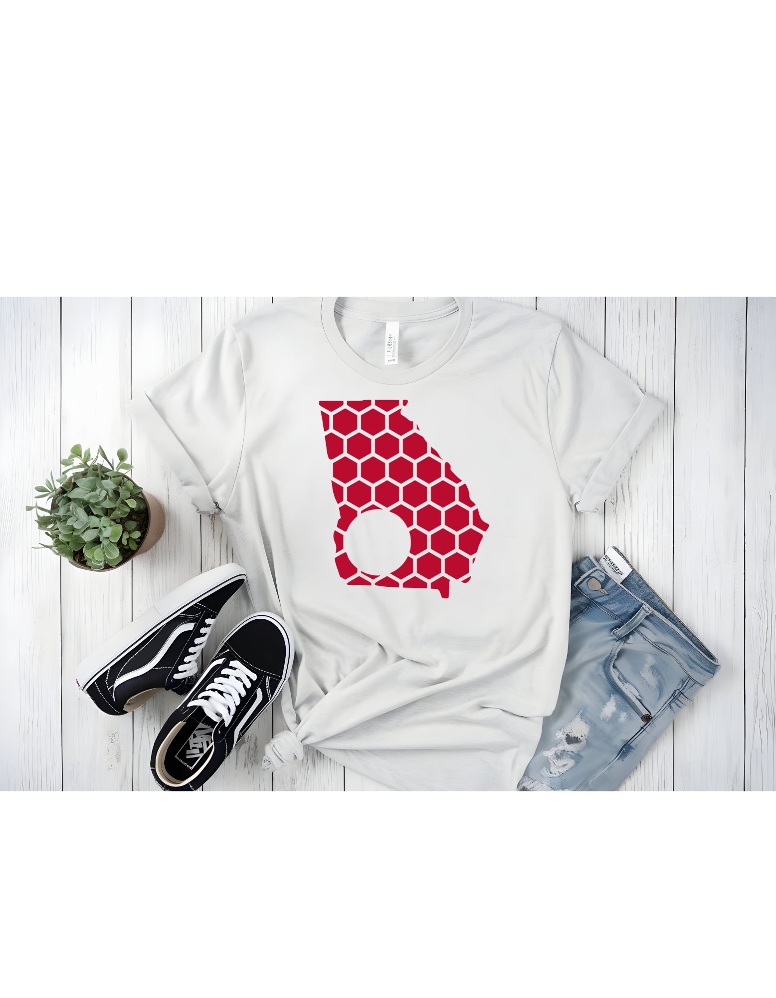 Georgia Honeycomb Crewneck T-Shirt-Rogue Magnolia Custom Designs