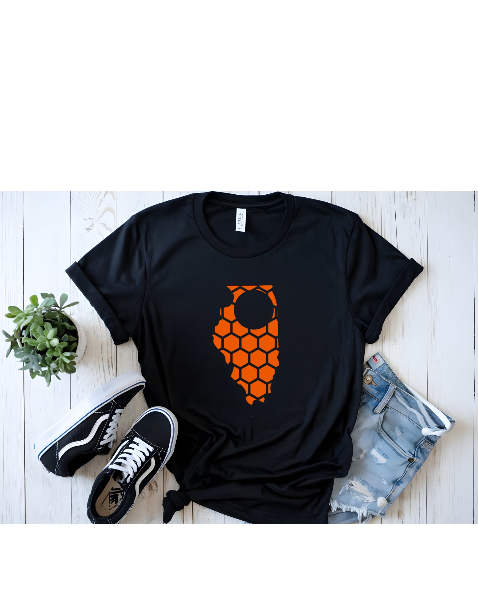 Illinois Honeycomb Crewneck T-Shirt-Rogue Magnolia Custom Designs