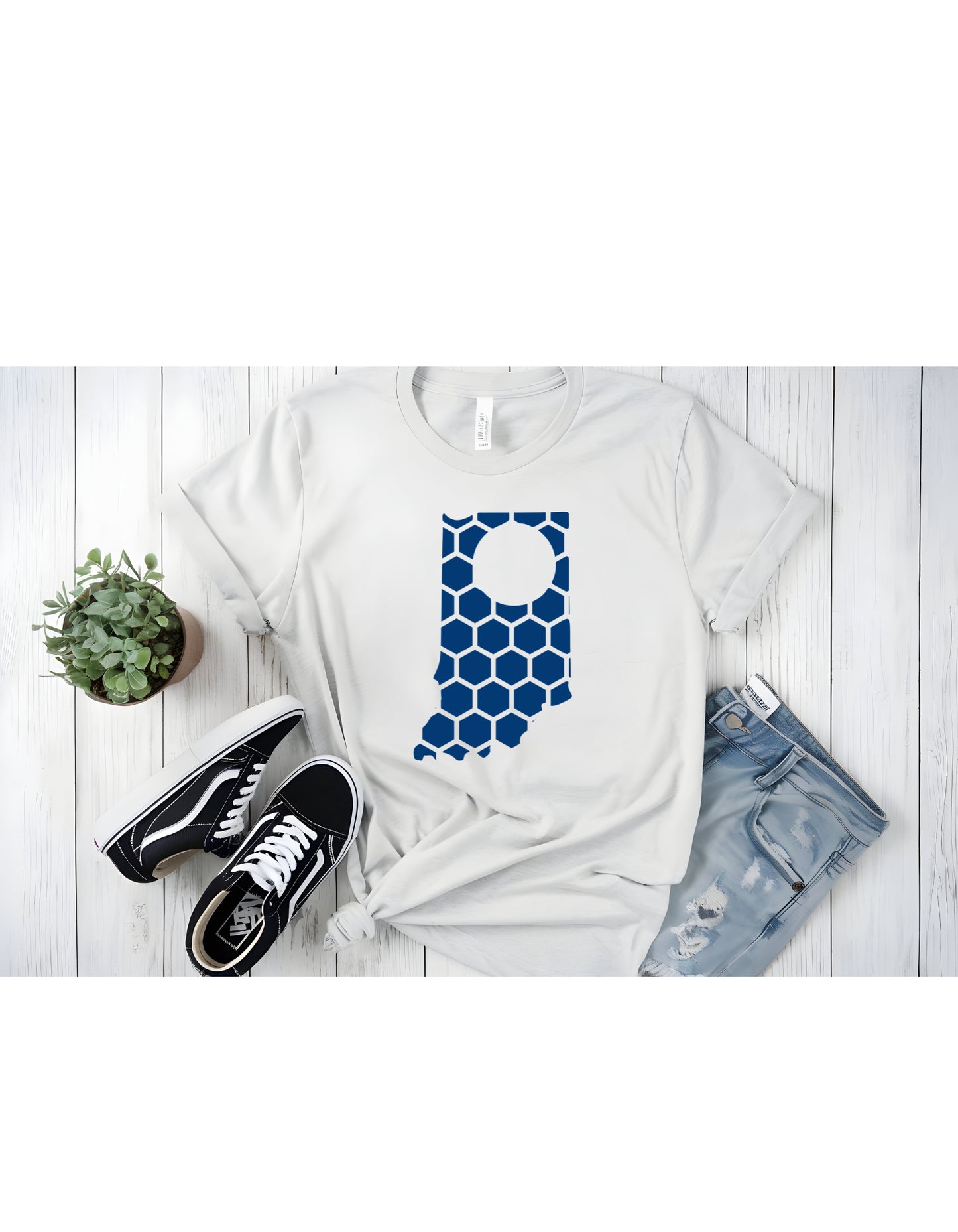 Indiana Honeycomb Crewneck T-Shirt-Rogue Magnolia Custom Designs