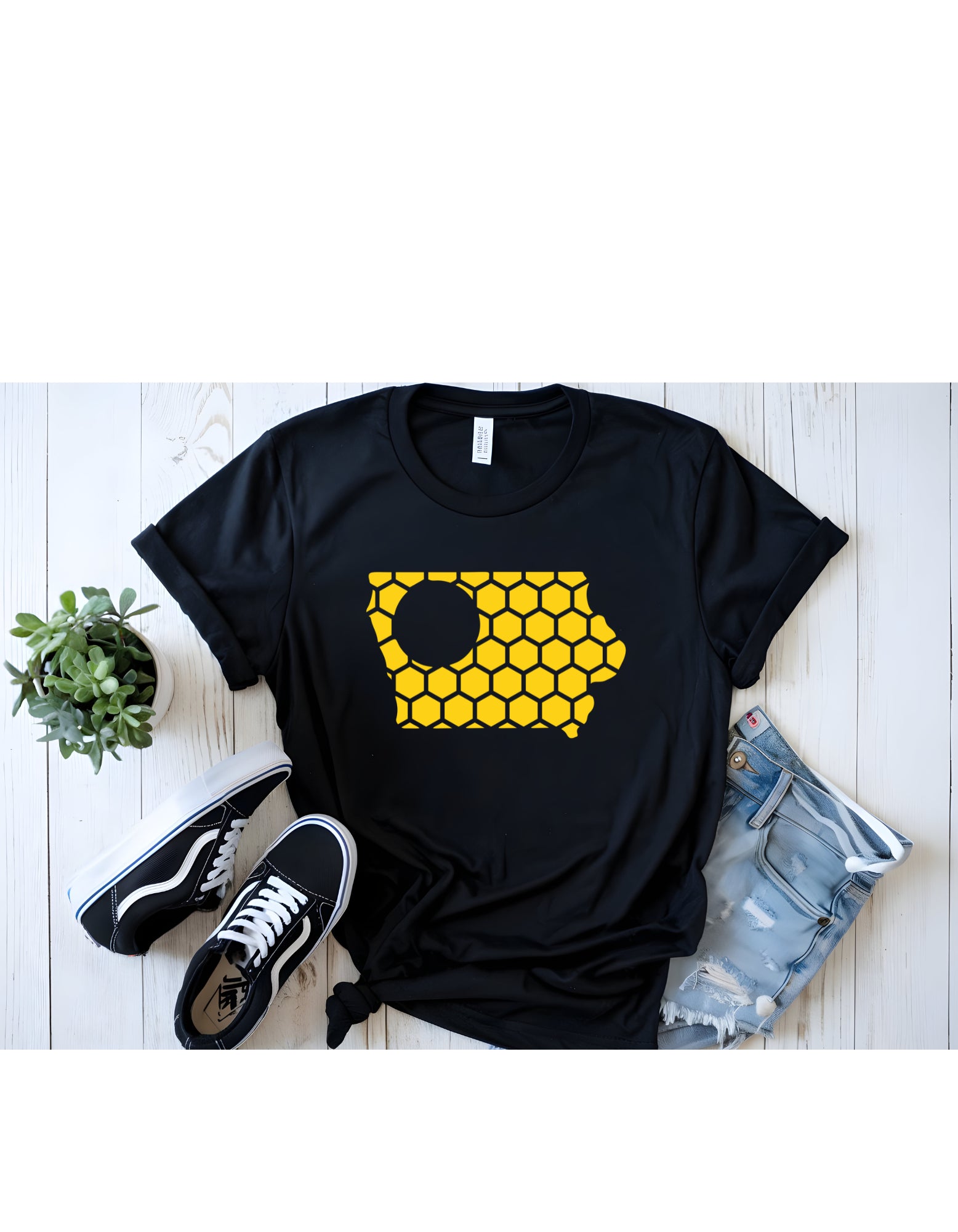 Iowa Honeycomb Crewneck T-Shirt-Rogue Magnolia Custom Designs