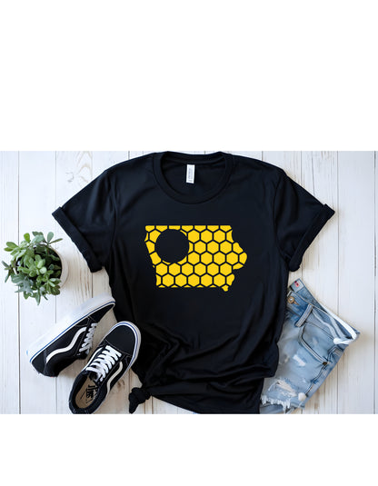 Iowa Honeycomb Crewneck T-Shirt-Rogue Magnolia Custom Designs