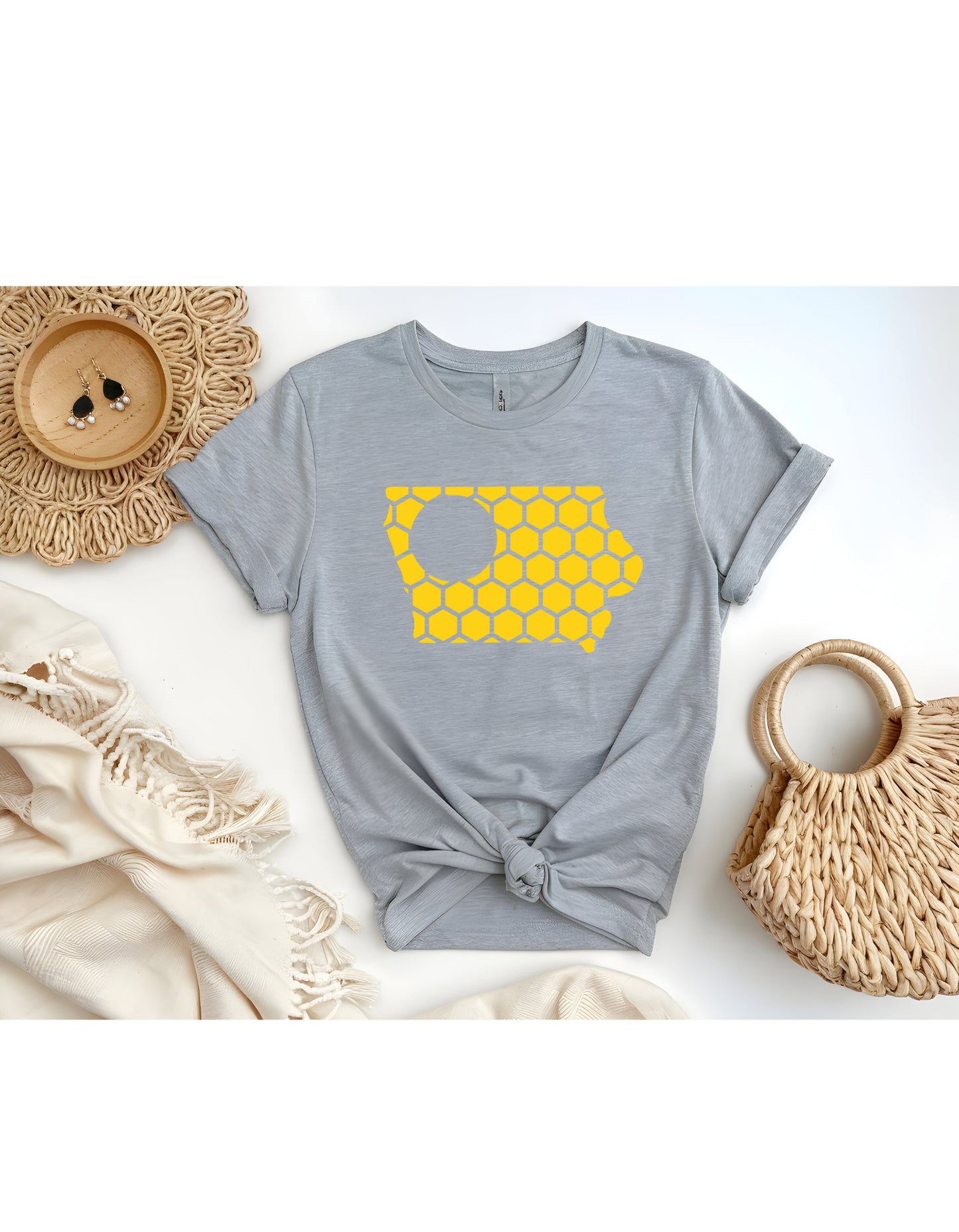 Iowa Honeycomb Crewneck T-Shirt-Rogue Magnolia Custom Designs
