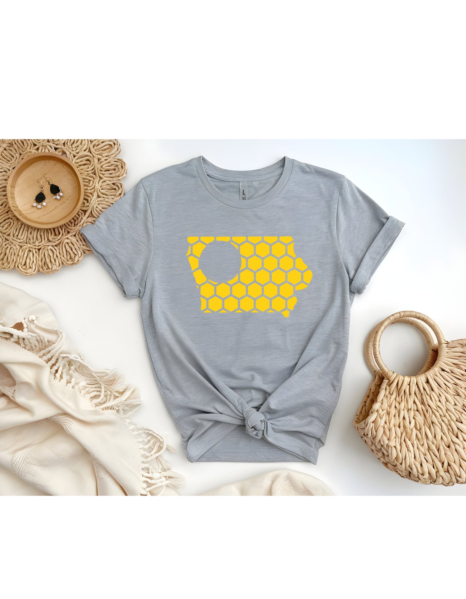 Iowa Honeycomb Crewneck T-Shirt-Rogue Magnolia Custom Designs