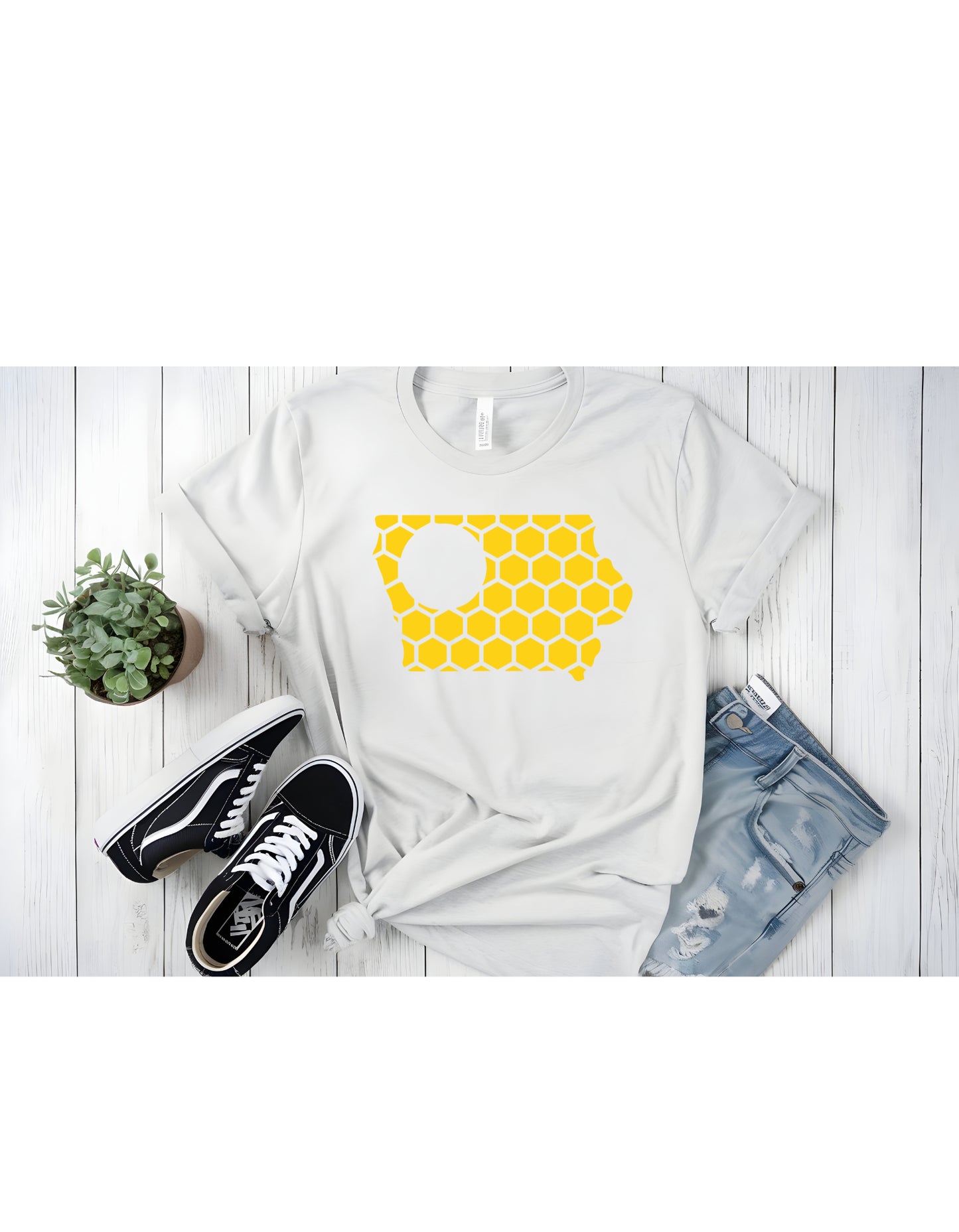 Iowa Honeycomb Crewneck T-Shirt-Rogue Magnolia Custom Designs