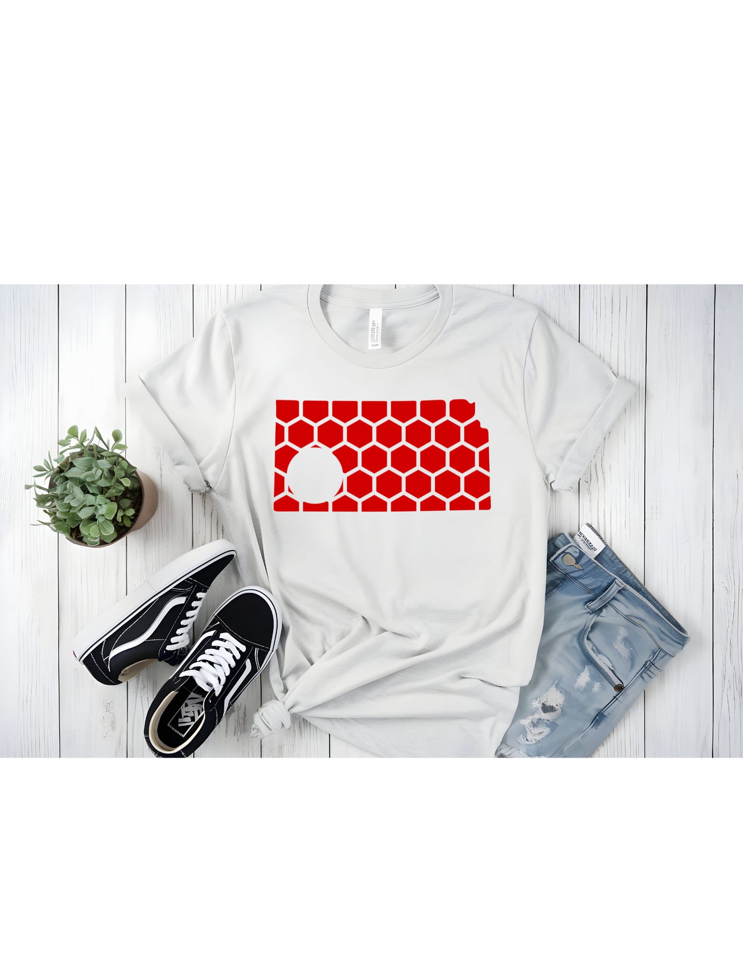 Kansas Honeycomb Crewneck T-Shirt-Rogue Magnolia Custom Designs