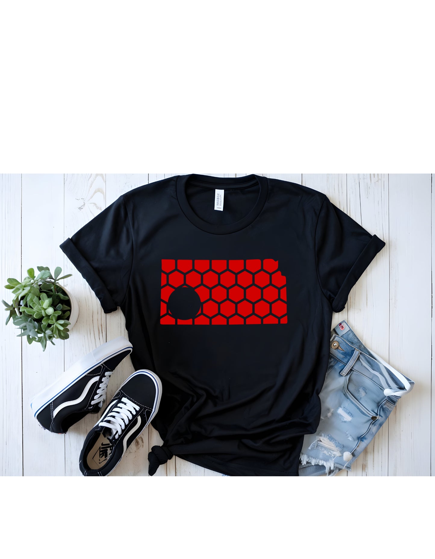 Kansas Honeycomb Crewneck T-Shirt-Rogue Magnolia Custom Designs