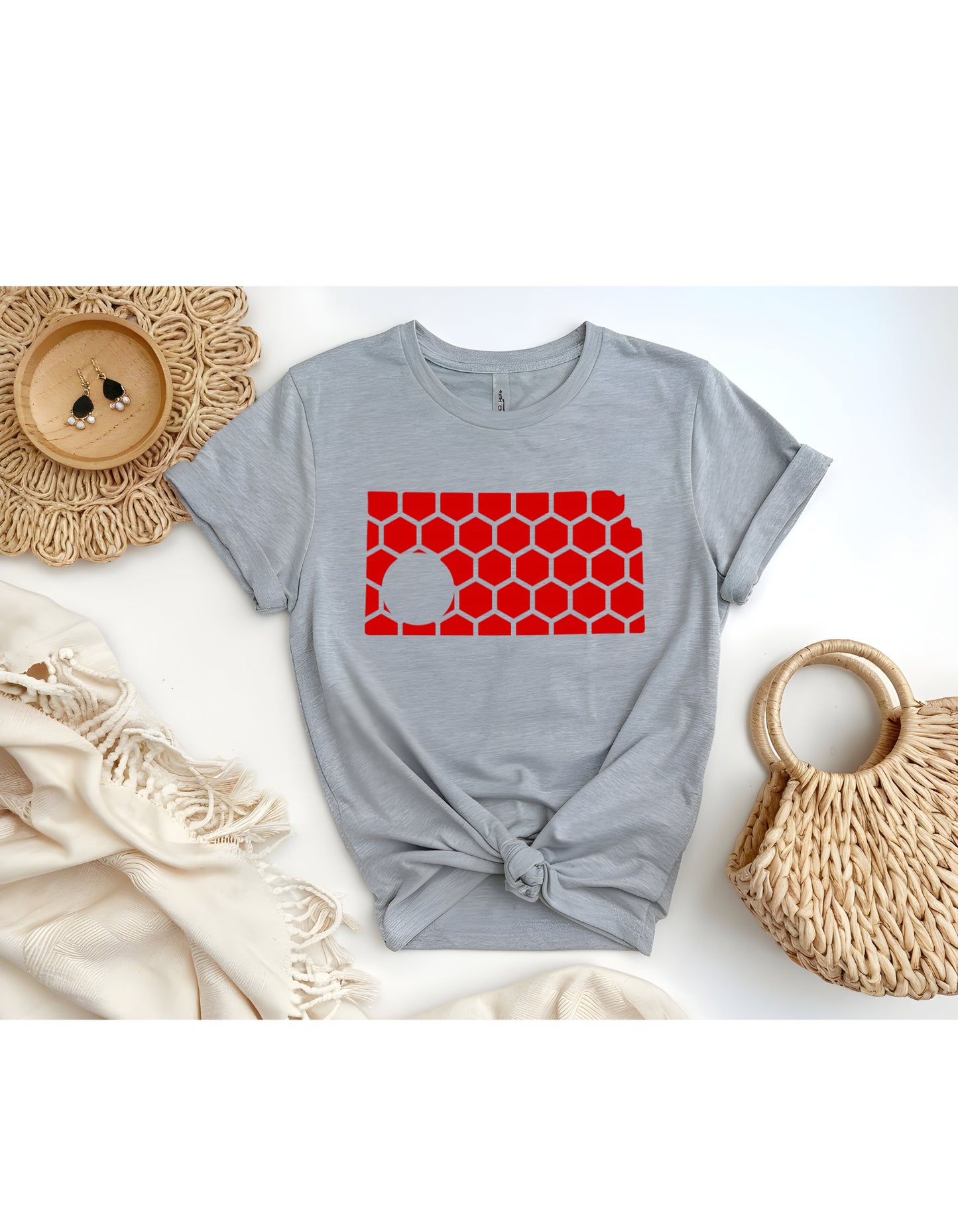 Kansas Honeycomb Crewneck T-Shirt-Rogue Magnolia Custom Designs