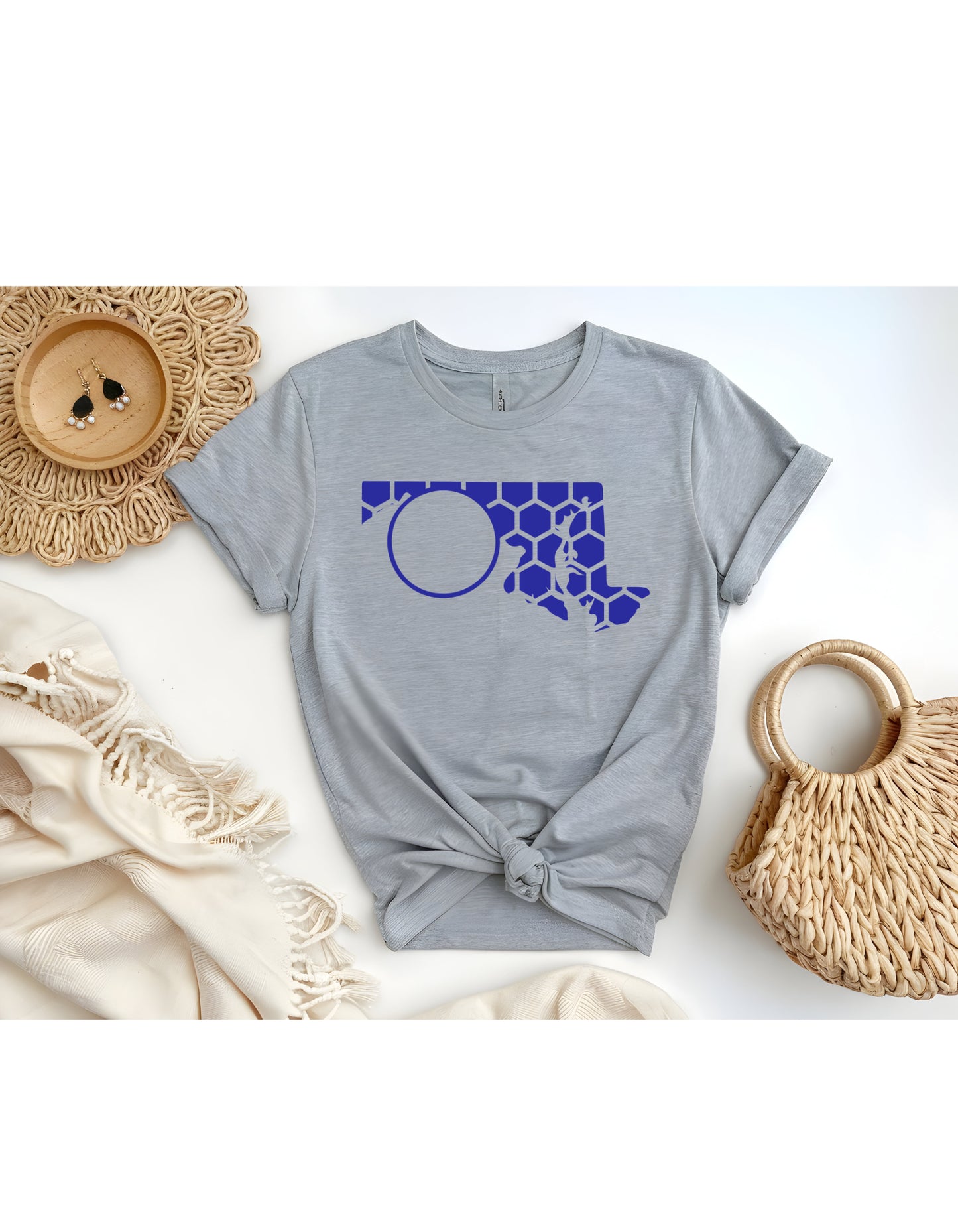 Maryland Honeycomb Crewneck T-Shirt-Rogue Magnolia Custom Designs
