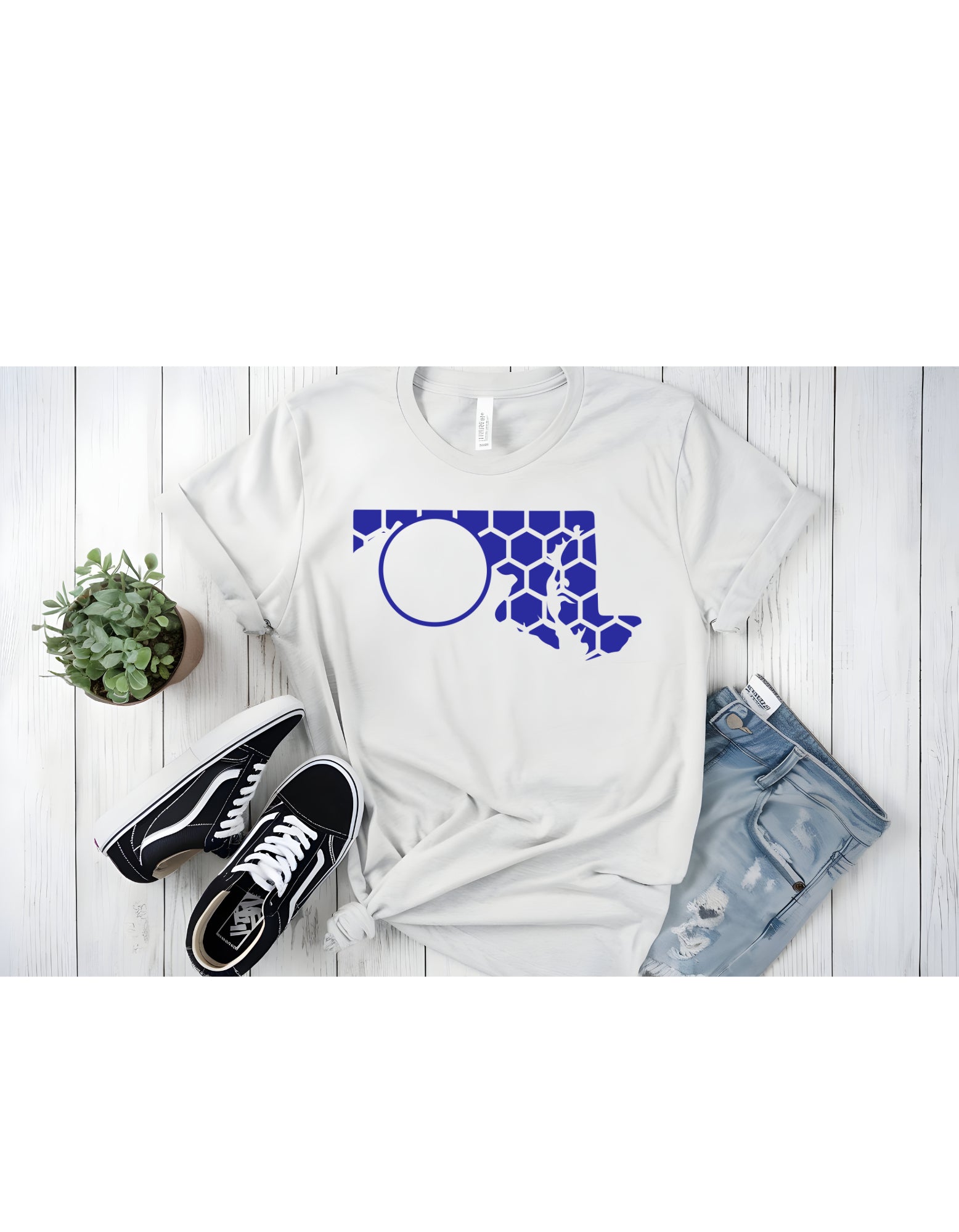 Maryland Honeycomb Crewneck T-Shirt-Rogue Magnolia Custom Designs