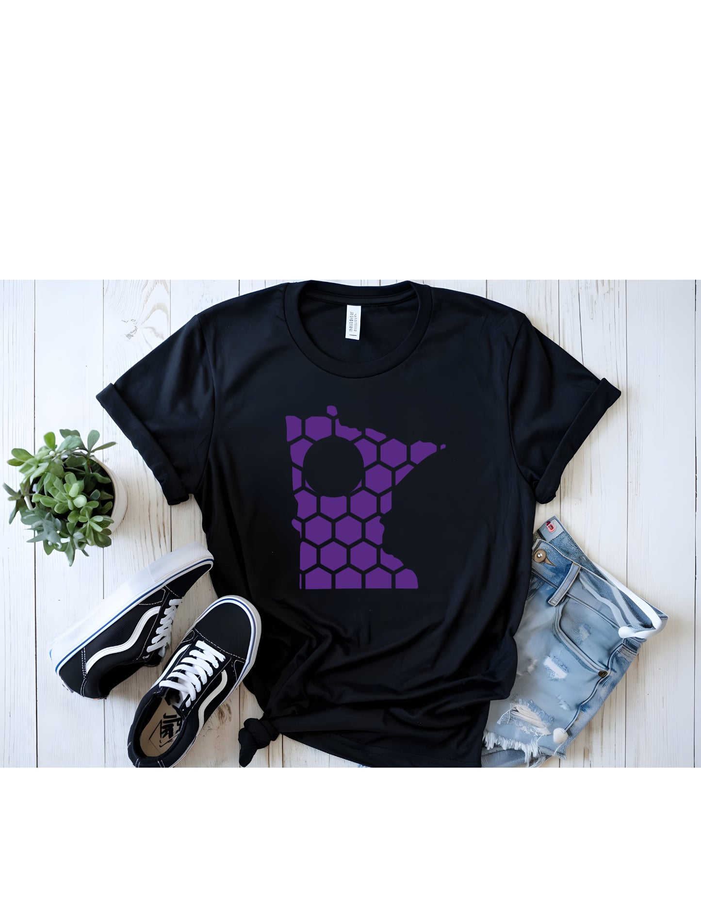Minnesota Honeycomb Crewneck T-Shirt-Rogue Magnolia Custom Designs