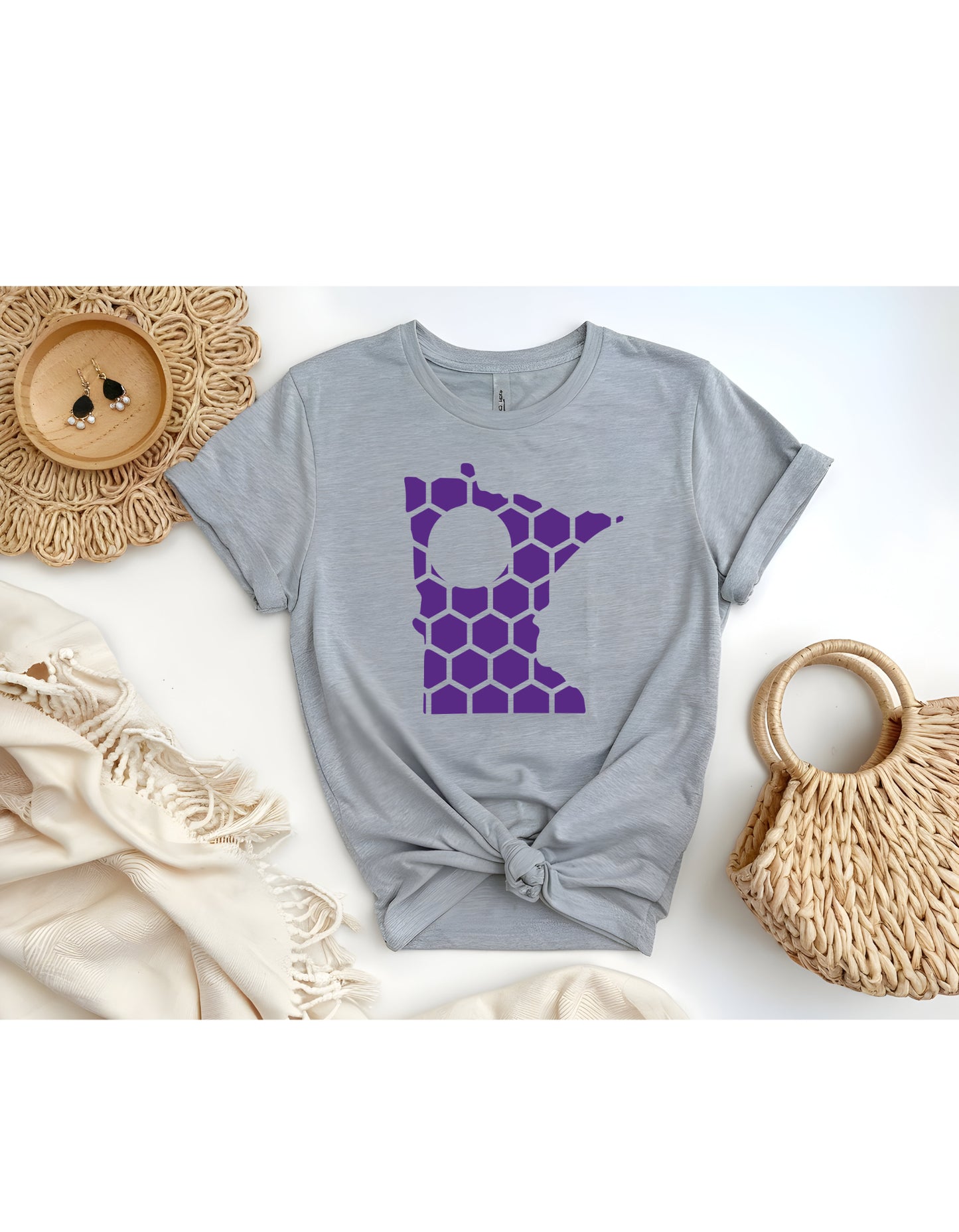 Minnesota Honeycomb Crewneck T-Shirt-Rogue Magnolia Custom Designs