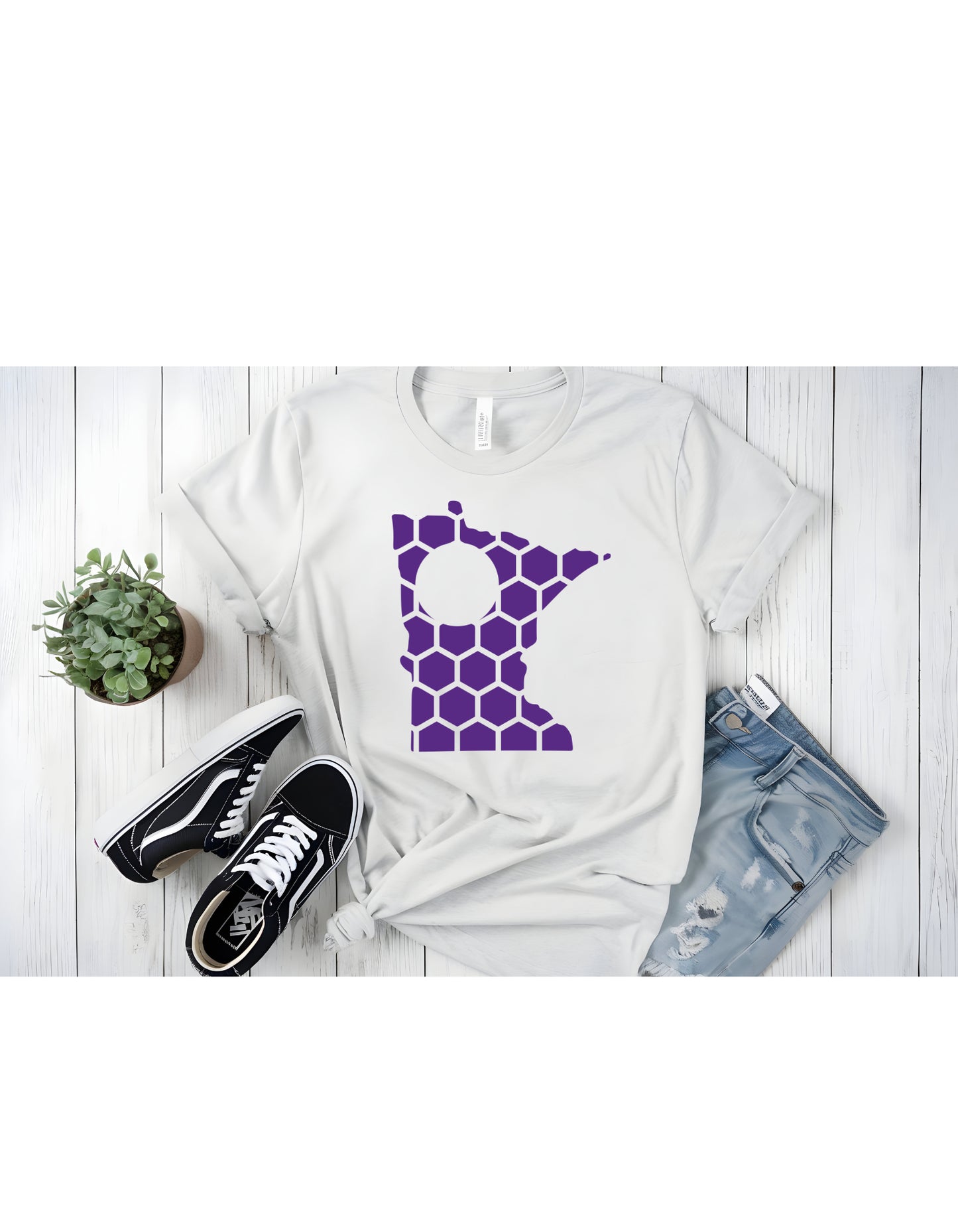 Minnesota Honeycomb Crewneck T-Shirt-Rogue Magnolia Custom Designs
