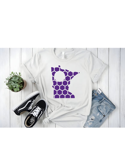 Minnesota Honeycomb Crewneck T-Shirt-Rogue Magnolia Custom Designs