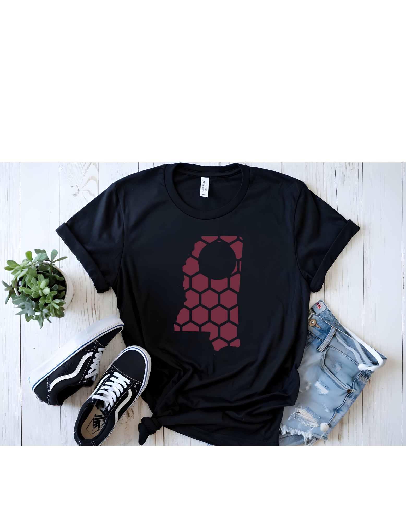 Mississippi Honeycomb Crewneck T-Shirt-Rogue Magnolia Custom Designs