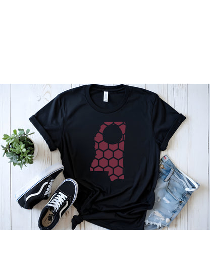 Mississippi Honeycomb Crewneck T-Shirt-Rogue Magnolia Custom Designs
