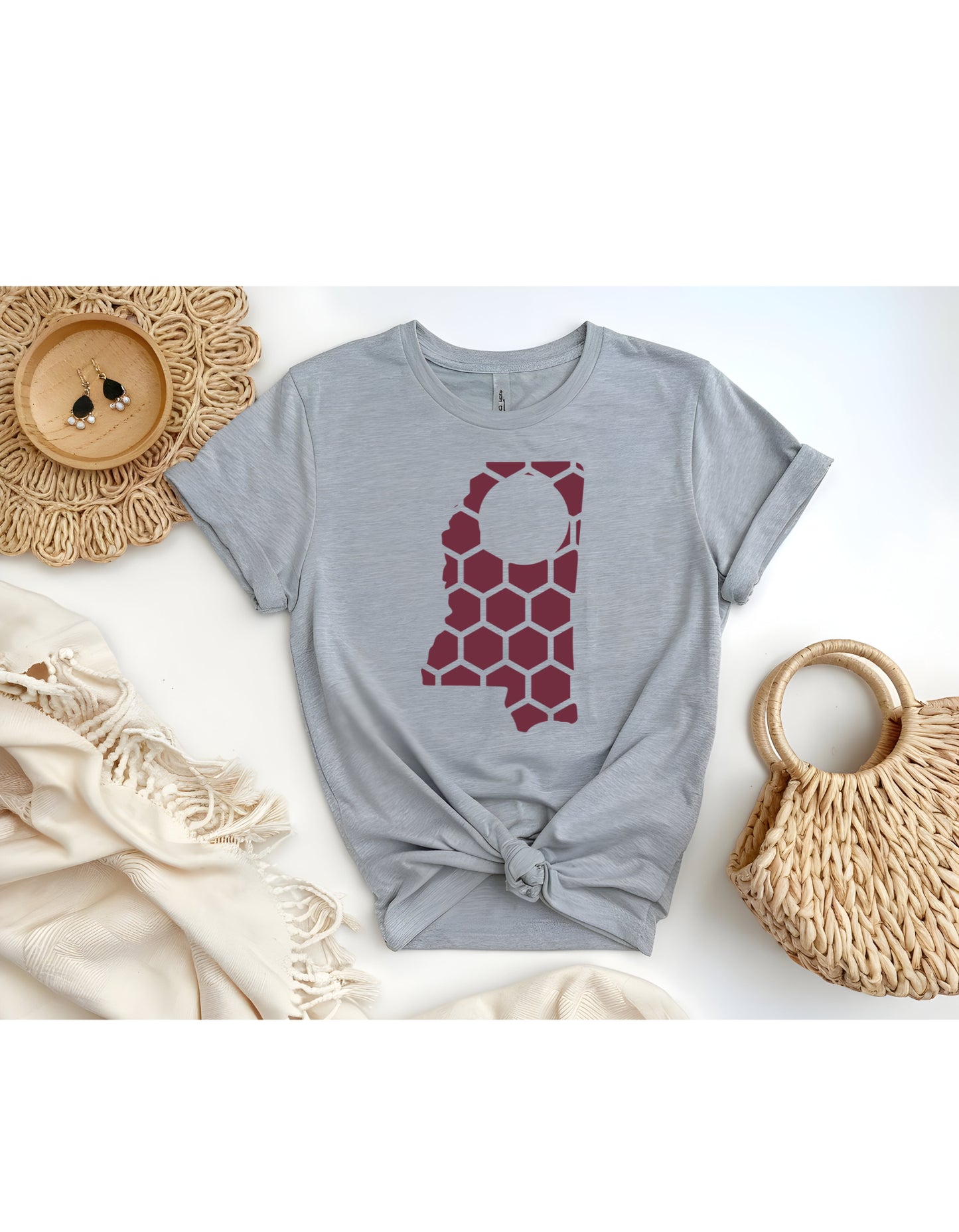 Mississippi Honeycomb Crewneck T-Shirt-Rogue Magnolia Custom Designs
