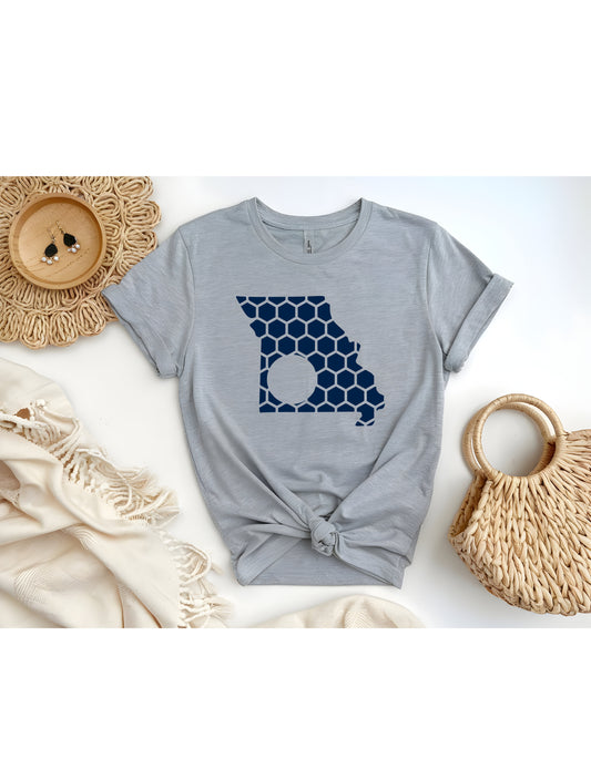 Missouri Honeycomb Crewneck T-Shirt-Rogue Magnolia Custom Designs