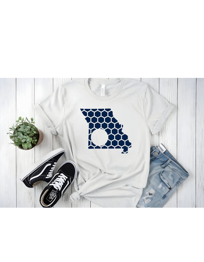 Missouri Honeycomb Crewneck T-Shirt-Rogue Magnolia Custom Designs