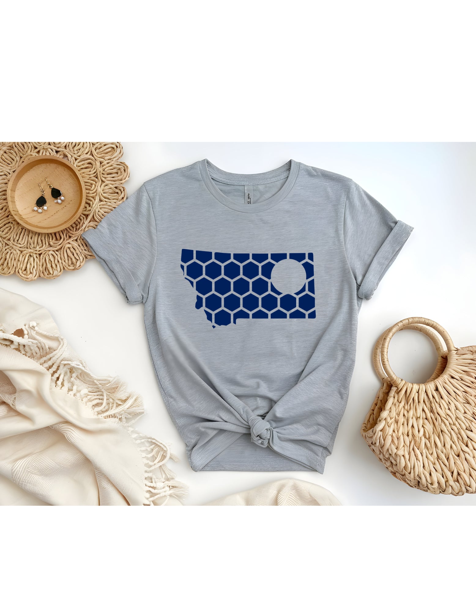 Montana Honeycomb Crewneck T-Shirt-Rogue Magnolia Custom Designs