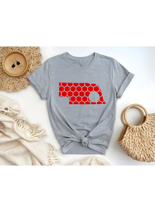 Nebraska Honeycomb Crewneck T-Shirt-Rogue Magnolia Custom Designs
