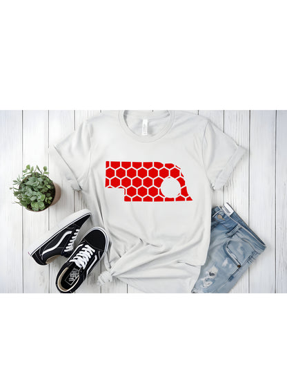 Nebraska Honeycomb Crewneck T-Shirt-Rogue Magnolia Custom Designs